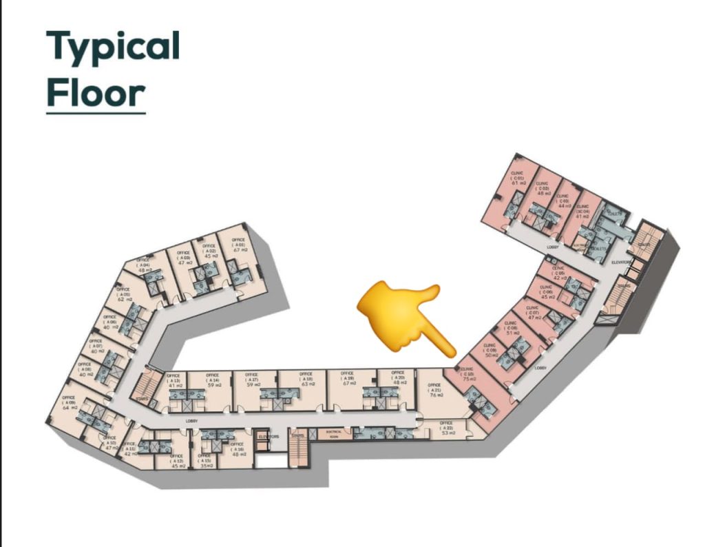 مكتب اداري 72 متر في فرونت جيت العاصمه الاداريه