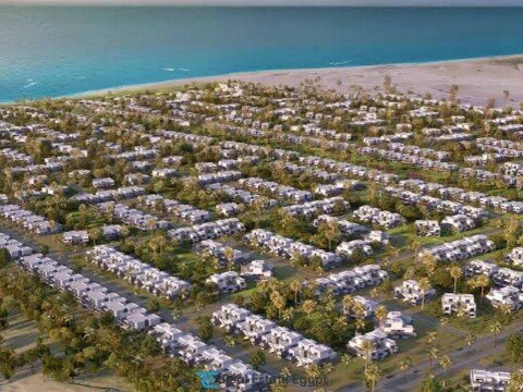 فيلا للبيع في سيلفر ساندس الساحل الشمالي، 268م + 403م أرض، 4 غرف و3 حمامات، تراس 39م بإطلالة مائية، تشطيب سوبر لوكس، بسعر 63,587,000 جنيه.