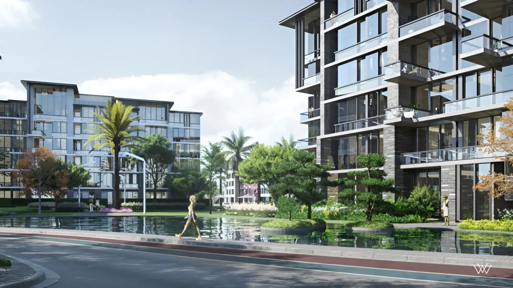 شقه135متر للبيع في مشروع واتر واي التجمع